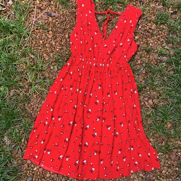 Madewell Dress Red Magnolia Tie back dress Rosebud Floral XS - Picture 2 of 7